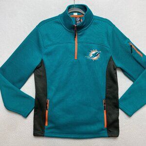 Miami Dolphins Pullover Jacket Mens S Teal 1/2 Zip Sweatshirt NFL Football